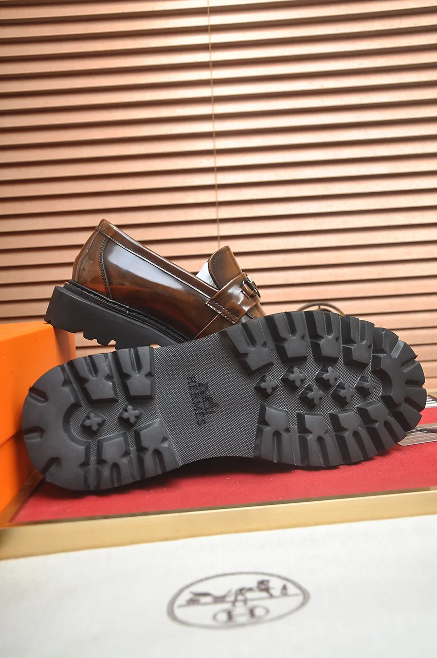 Men's men's shoes 💰720💶【[Hermes HERMES】】(High-end Niuli) New 🍀 HERMES - top version of classic casual leather shoes! Made of imported original cowhide, the inner top layer is comfortable cowhide lining! Original wear-resistant rubber foam outsole! High quality products! Code number 38-45 (45 customized)